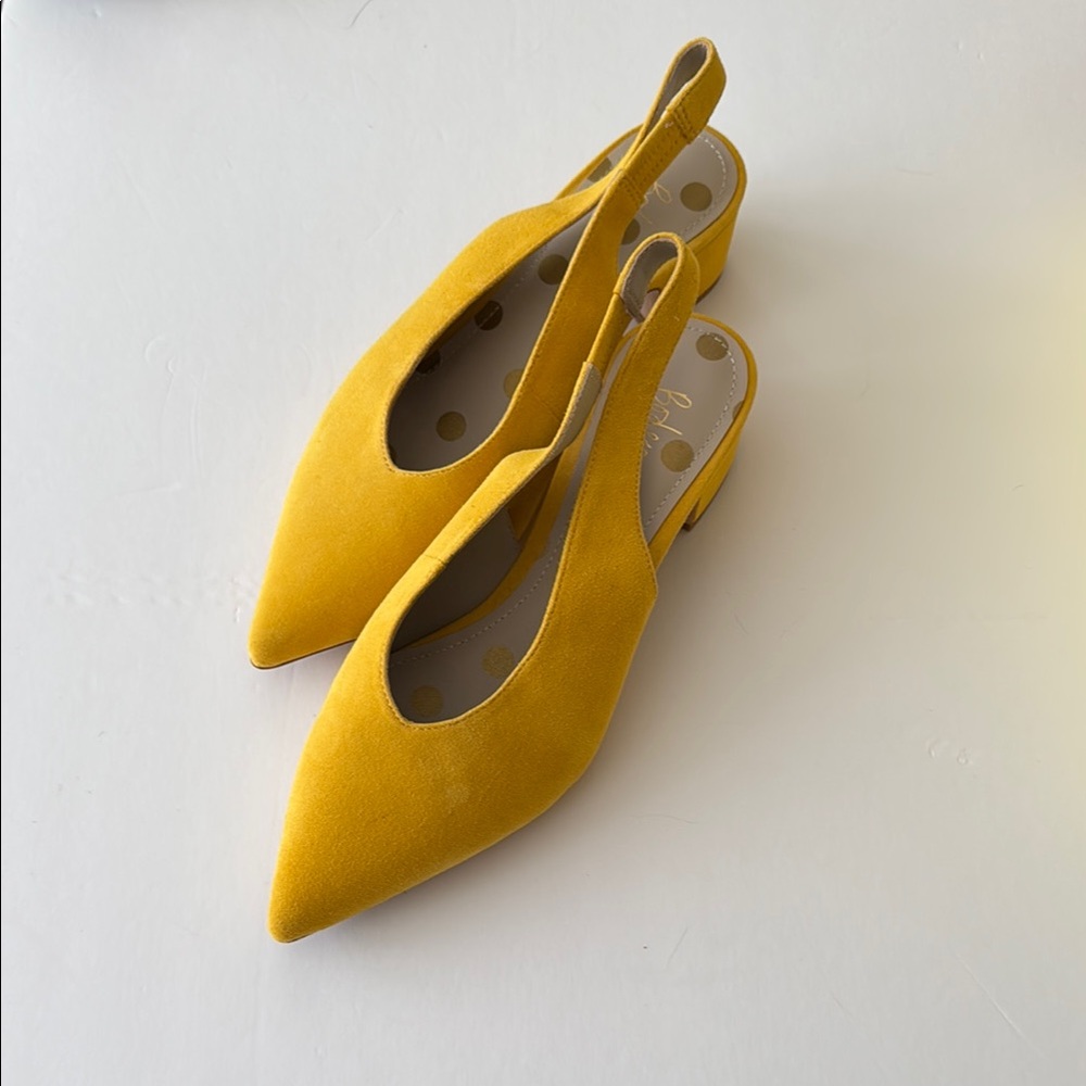 Boden Mustard Yellow Suede Slingback Block Heels Size 9 (40)